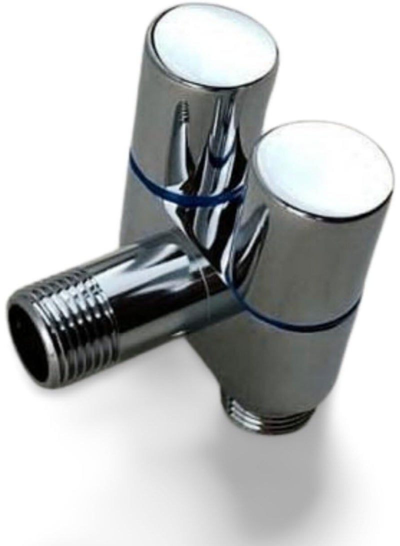 EMI Dual Valve Chrome Water Connector 2 Way Style Metal - Image 1